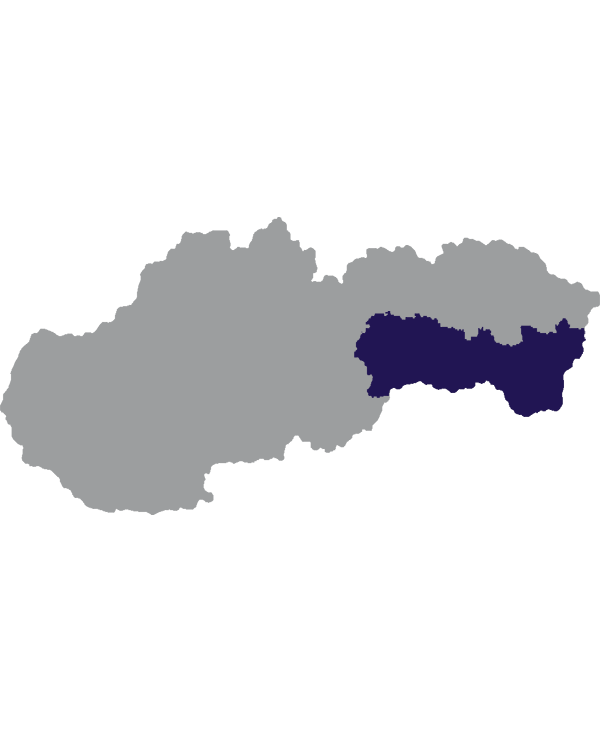 Landkaart Slowakije grijs met regio Košice donkerblauw op transparante achtergrond - 600 * 733 pixels